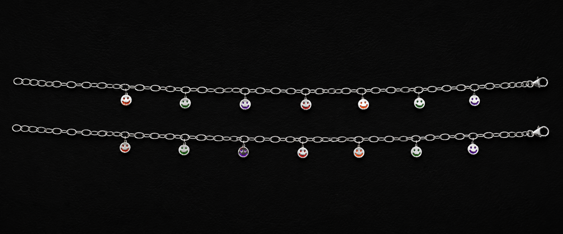 925 Sterling Silver Smiley Charm Anklet for Women - detail of the filigree wirework