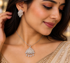 Silver Filigree Peacock Pendant Set