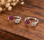 Ruby Bloom & Crystal Silver Toe Ring