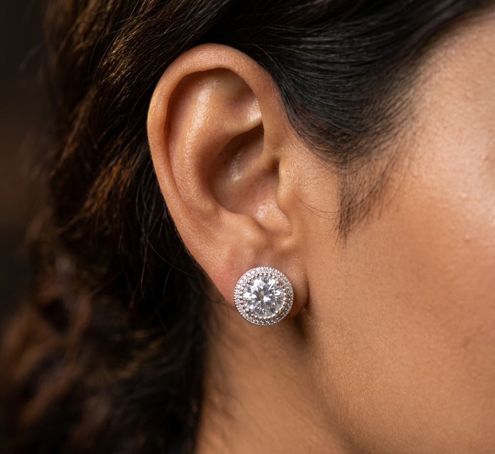 Ornate Halo 925 Silver Statement Studs