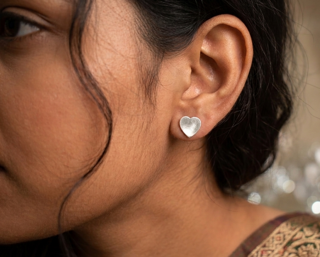 Heartfelt Minimalist Sterling Silver Studs
