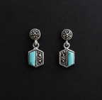 Aqua Prism Marcasite Drop Earrings