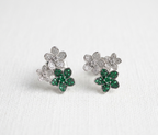 Floral Cluster Gemstone Stud Earrings