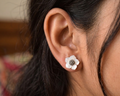 White Mother of Pearl & Marcasite Floral Studs