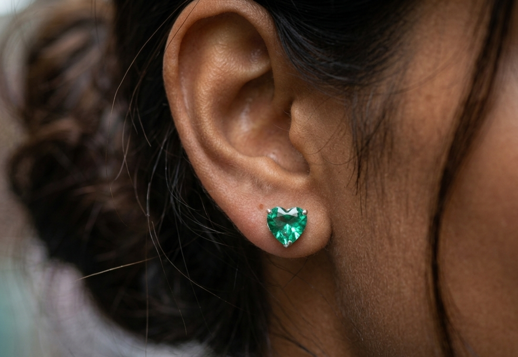 Verdant Heart 925 Sterling Silver Studs