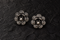 Silver Filigree Floral Stud Earrings