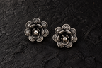 Silver Filigree Floral Stud Earrings