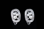 Elegant Oval Pearl & Baguette Crystal Stud Earrings