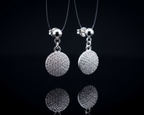 Petite Pave Disc 925 Sterling Silver Earrings