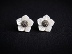 White Mother of Pearl & Marcasite Floral Studs