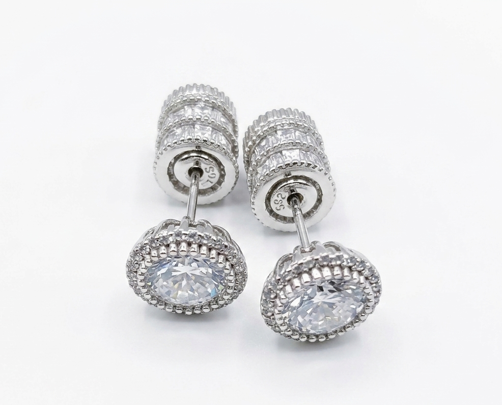 Ornate Halo 925 Silver Statement Studs